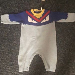 Authentic Fendi baby boys Wool knitted romper